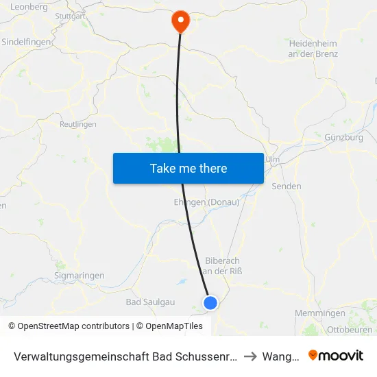 Verwaltungsgemeinschaft Bad Schussenried to Wangen map
