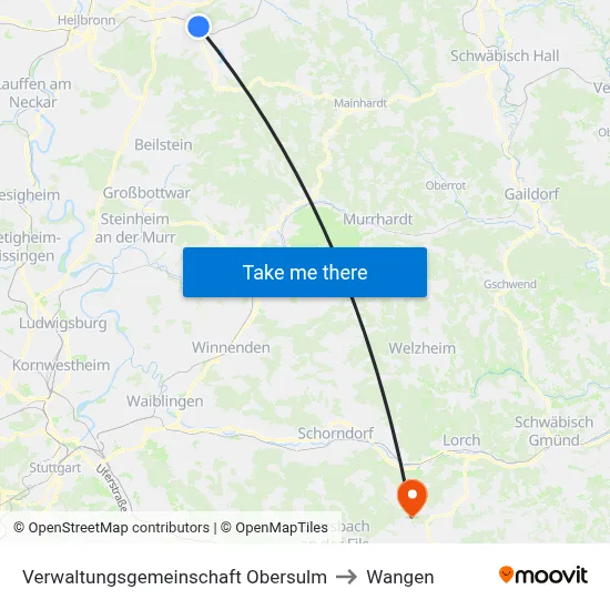 Verwaltungsgemeinschaft Obersulm to Wangen map