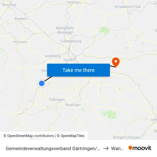 Gemeindeverwaltungsverband Gärtringen/Ehningen to Wangen map