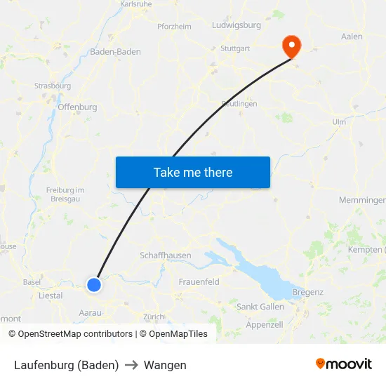 Laufenburg (Baden) to Wangen map
