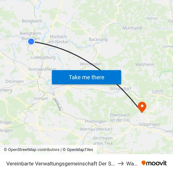 Vereinbarte Verwaltungsgemeinschaft Der Stadt Bietigheim-Bissingen to Wangen map