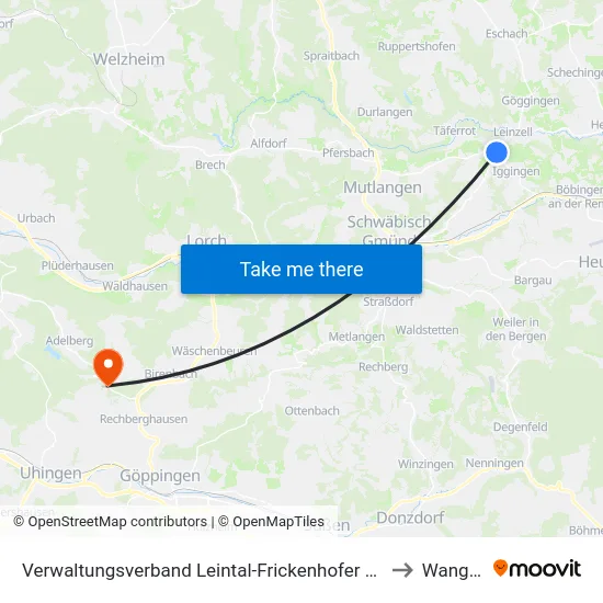 Verwaltungsverband Leintal-Frickenhofer Höhe to Wangen map