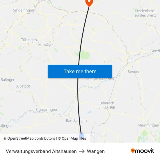 Verwaltungsverband Altshausen to Wangen map