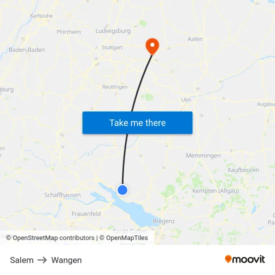 Salem to Wangen map