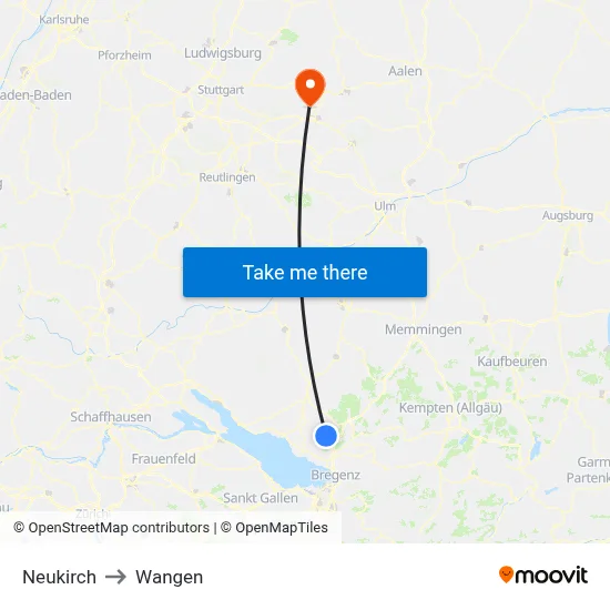 Neukirch to Wangen map