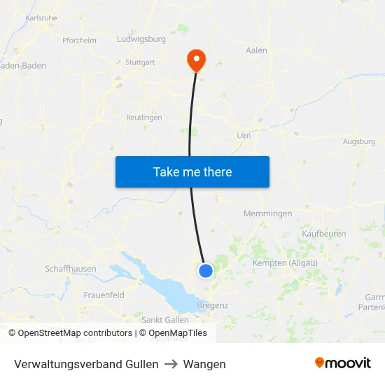 Verwaltungsverband Gullen to Wangen map