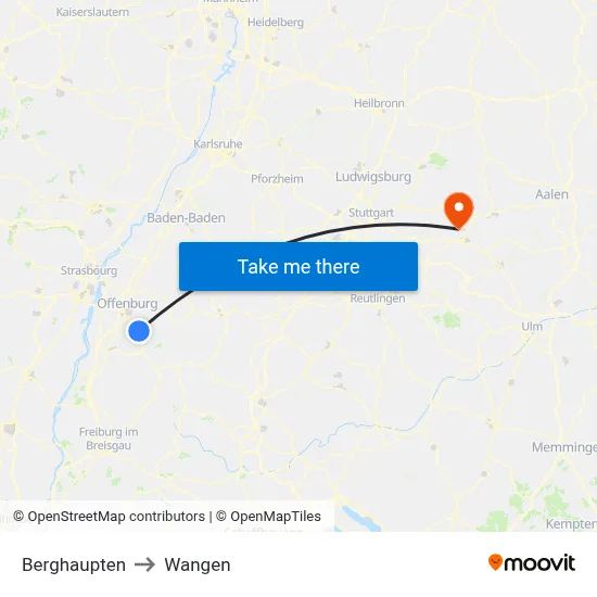 Berghaupten to Wangen map
