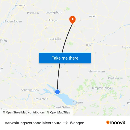 Verwaltungsverband Meersburg to Wangen map