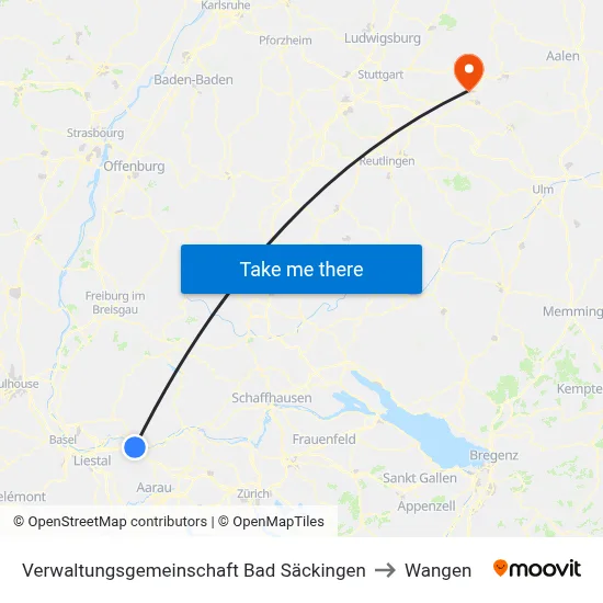 Verwaltungsgemeinschaft Bad Säckingen to Wangen map