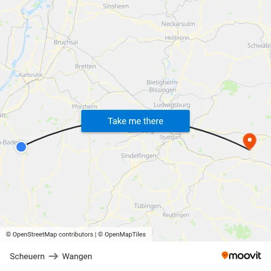 Scheuern to Wangen map