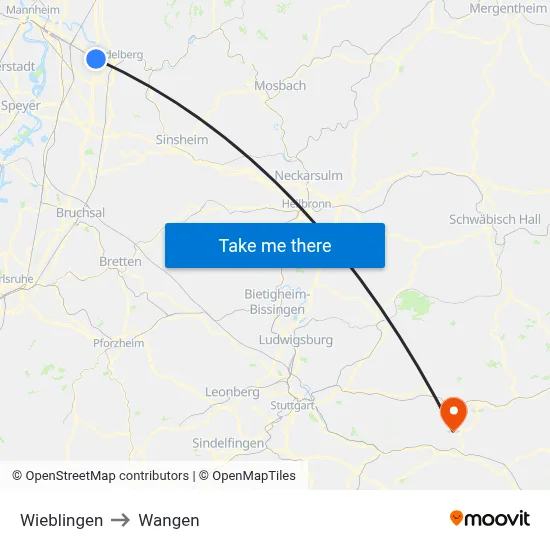 Wieblingen to Wangen map