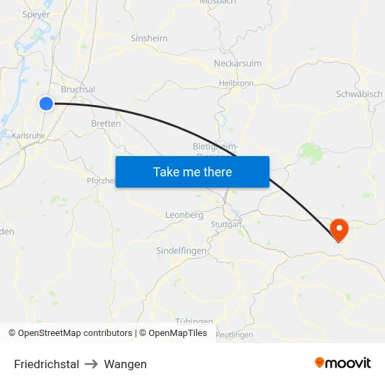 Friedrichstal to Wangen map
