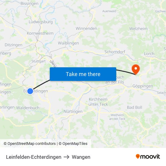 Leinfelden-Echterdingen to Wangen map