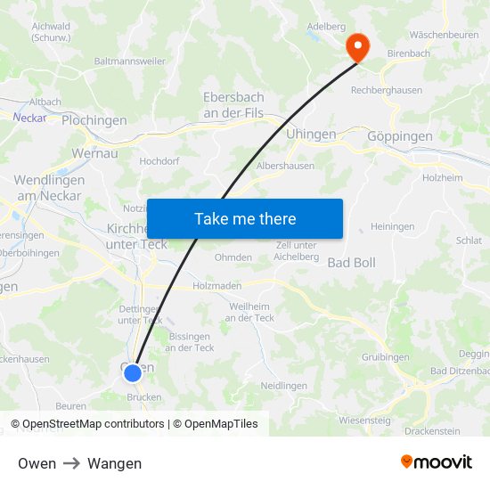 Owen to Wangen map