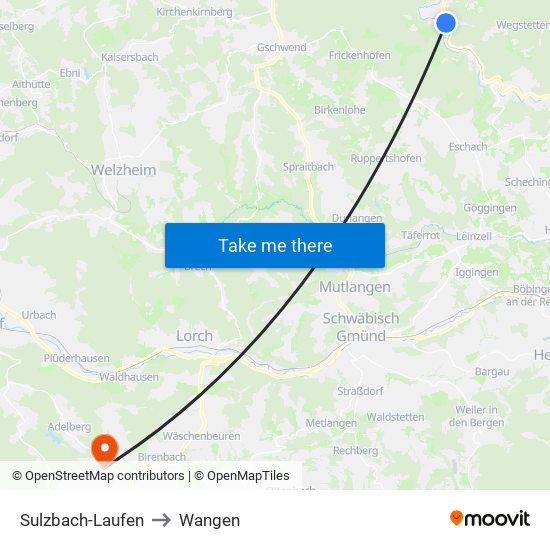 Sulzbach-Laufen to Wangen map