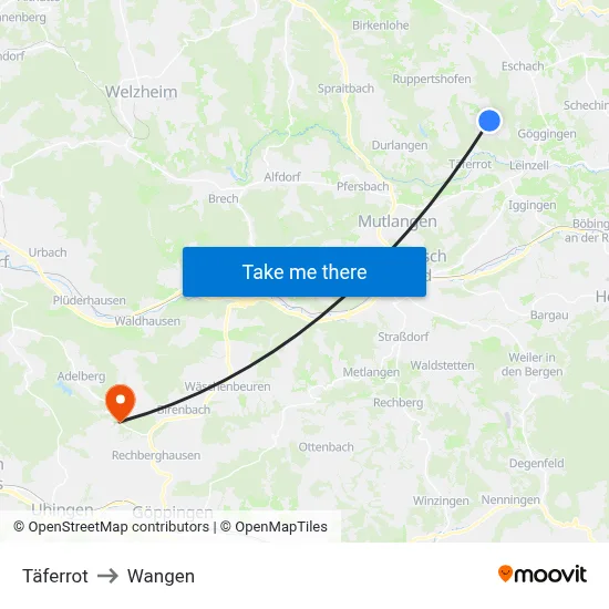 Täferrot to Wangen map