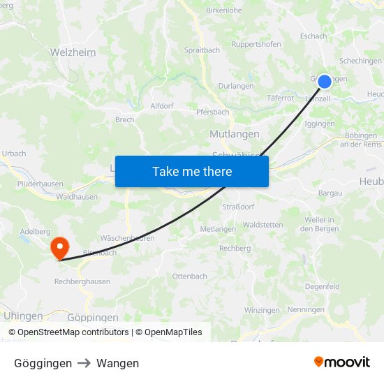 Göggingen to Wangen map