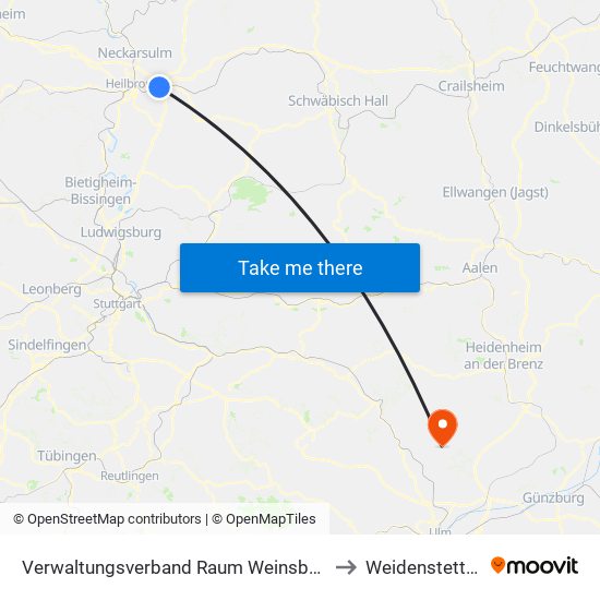 Verwaltungsverband Raum Weinsberg to Weidenstetten map