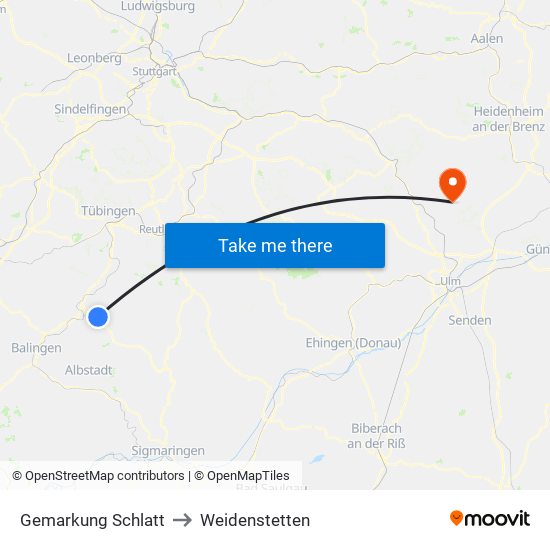 Gemarkung Schlatt to Weidenstetten map