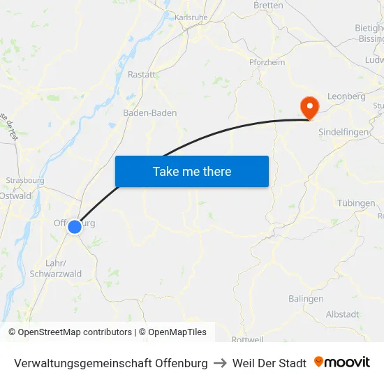 Verwaltungsgemeinschaft Offenburg to Weil Der Stadt map