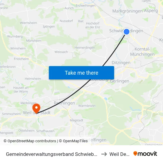 Gemeindeverwaltungsverband Schwieberdingen-Hemmingen to Weil Der Stadt map