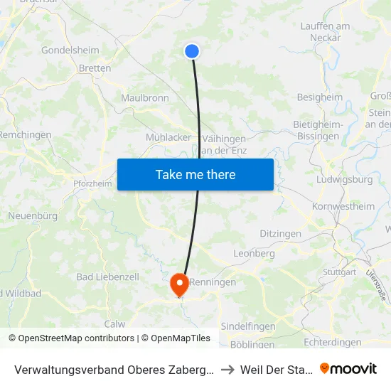Verwaltungsverband Oberes Zabergäu to Weil Der Stadt map