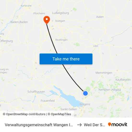 Verwaltungsgemeinschaft Wangen Im Allgäu to Weil Der Stadt map