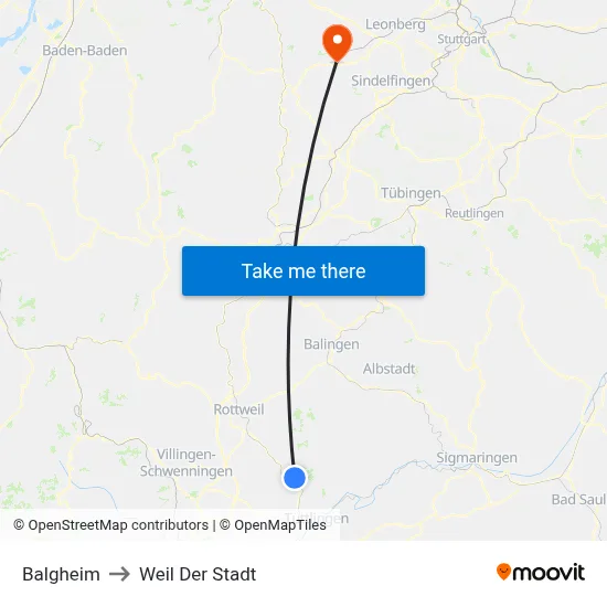 Balgheim to Weil Der Stadt map