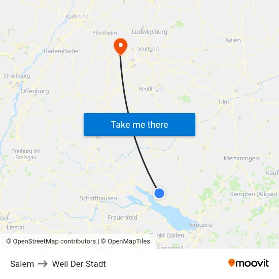 Salem to Weil Der Stadt map