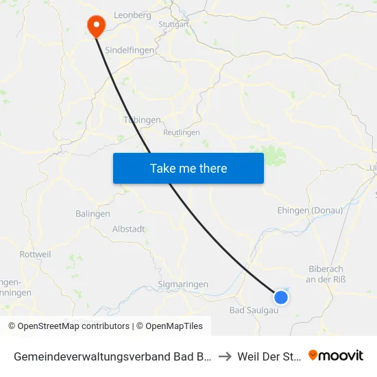Gemeindeverwaltungsverband Bad Buchau to Weil Der Stadt map
