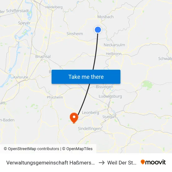 Verwaltungsgemeinschaft Haßmersheim to Weil Der Stadt map