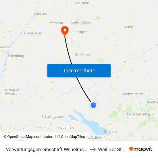 Verwaltungsgemeinschaft Wilhelmsdorf to Weil Der Stadt map