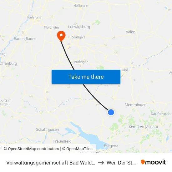 Verwaltungsgemeinschaft Bad Waldsee to Weil Der Stadt map