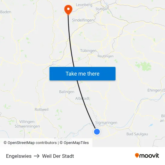 Engelswies to Weil Der Stadt map