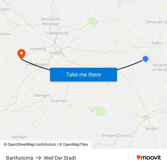 Bartholomä to Weil Der Stadt map