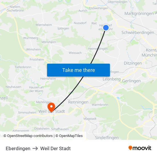 Eberdingen to Weil Der Stadt map