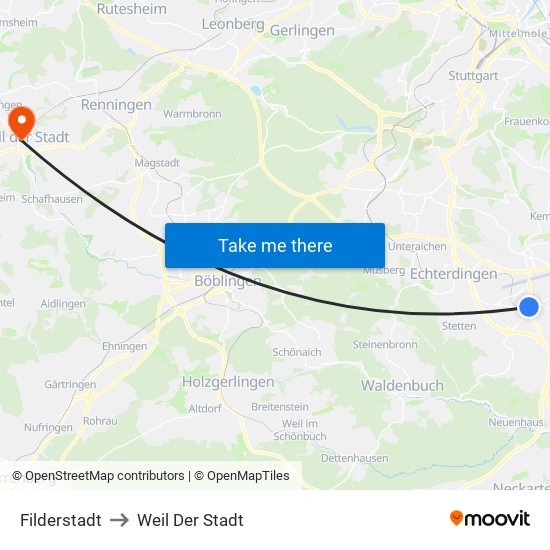 Filderstadt to Weil Der Stadt map