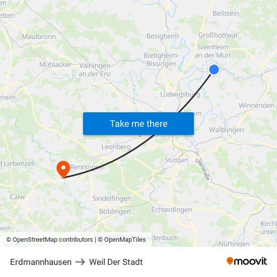 Erdmannhausen to Weil Der Stadt map