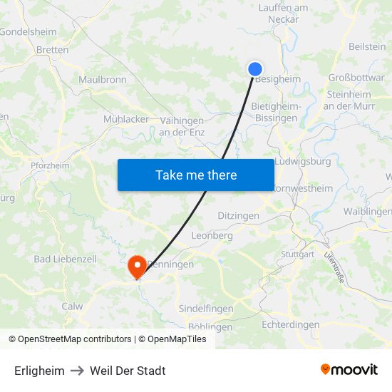 Erligheim to Weil Der Stadt map