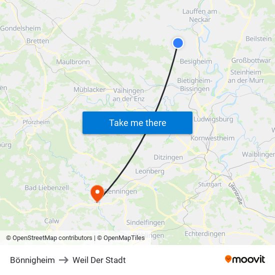 Bönnigheim to Weil Der Stadt map