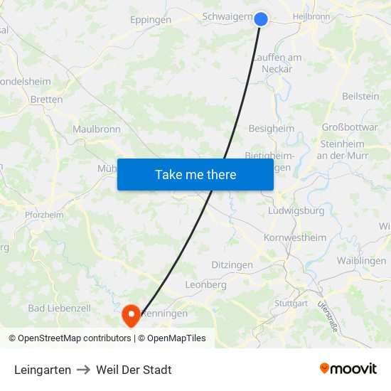 Leingarten to Weil Der Stadt map