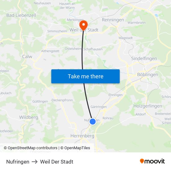 Nufringen to Weil Der Stadt map