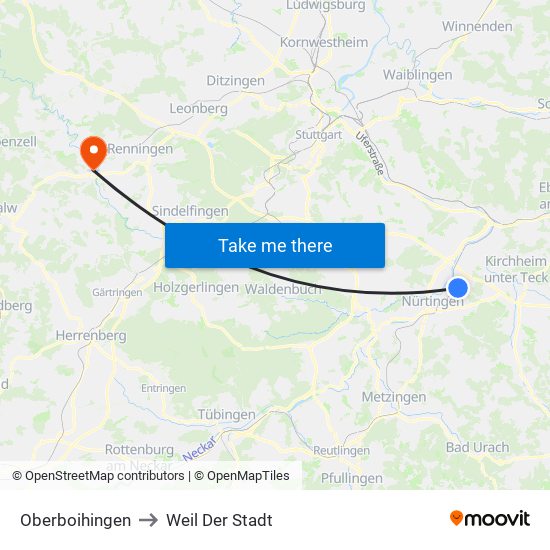Oberboihingen to Weil Der Stadt map