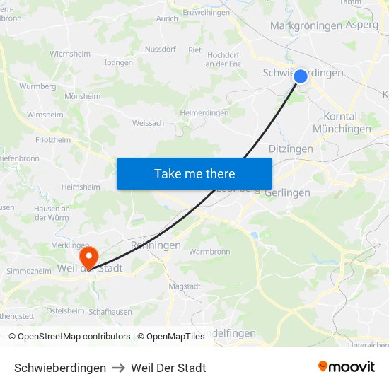 Schwieberdingen to Weil Der Stadt map