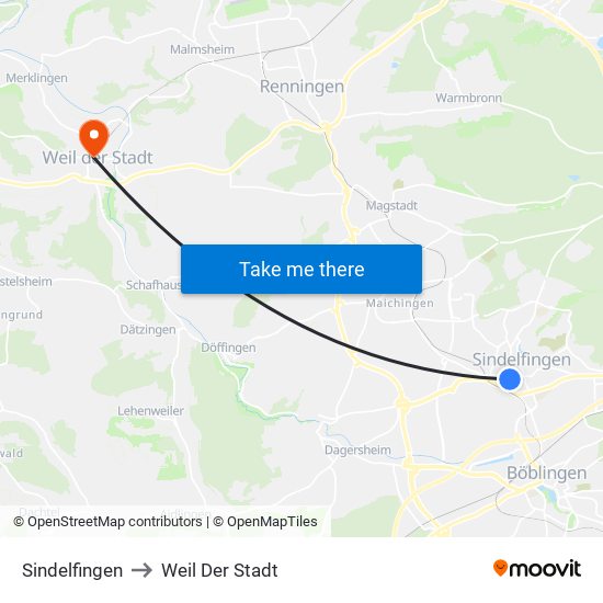 Sindelfingen to Weil Der Stadt map