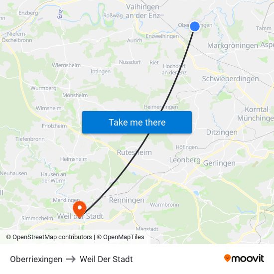 Oberriexingen to Weil Der Stadt map