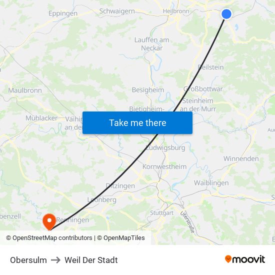 Obersulm to Weil Der Stadt map