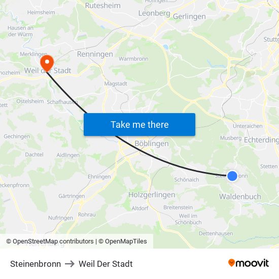 Steinenbronn to Weil Der Stadt map