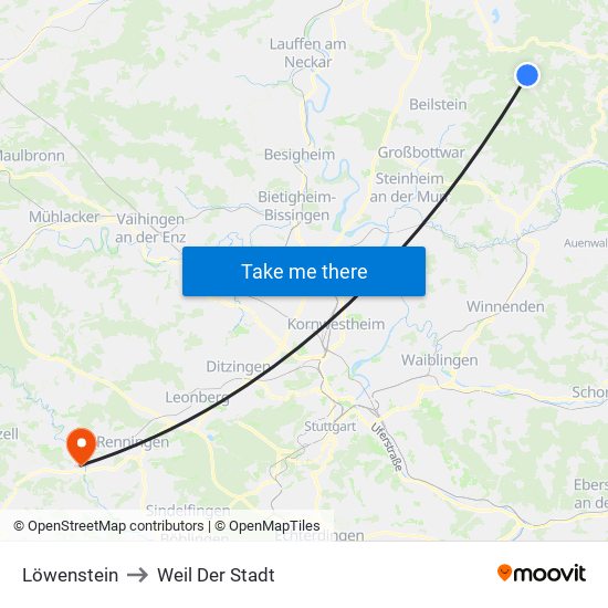 Löwenstein to Weil Der Stadt map