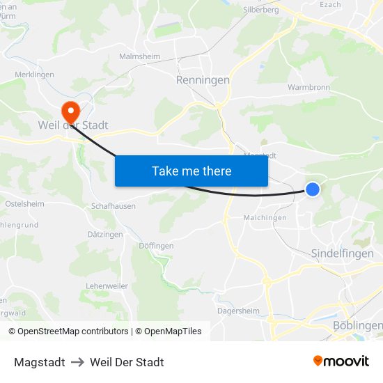 Magstadt to Weil Der Stadt map